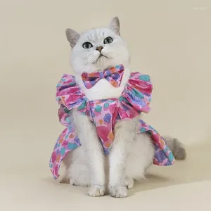 Kattdräkter 2024 Summer Pet Princess Dress Lovely Cotton Kjol för valp andningsbar Bekväm hundförsörjning