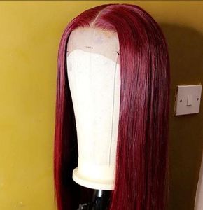 Bourgogne spetsfront peruk färgade röda mänskliga hår peruk 1b99j 13x4 remy peruker för svarta kvinnor 150 densitet förplucked hårlinje9251061