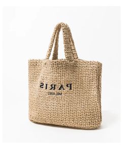 Модная соломенная большая сумка большой емкости, дизайнерские женские сумки с буквами, тканые вручную летние пляжные повседневные сумки-мессенджеры на Бали, большой кошелек