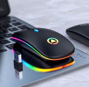 Wiederaufladbare Maus, kabellos, leise, LED-Hintergrundbeleuchtung, USB, optisch, ergonomisch, Gaming-Maus, PC-Computermaus für Laptop-Computer PC7053757