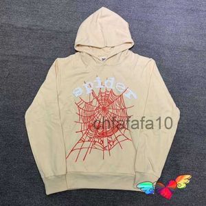 Mens Hoodies Sweatshirts Khaki Young Thug Spider Hoodie Men Women 1 White Foam Print Red Cobweb Sp5der Hip Hop 555555 Pullovers Sweats 1HCJ