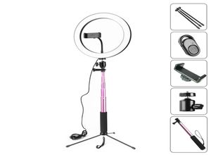 10 tum 26 cm Dimble LED Studio Camera Ring Light Po Phone Video Light Lamp med stativ Selfie Stick Ring Light Phone Holder7549339