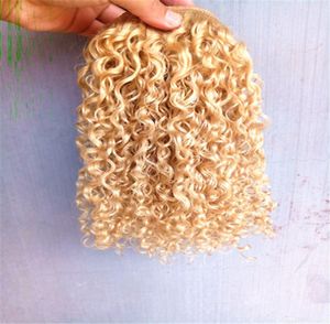 Strong Chinese Virgin Remy Curly Hair Weft Human Top Extensions Blond 613 Color 100g 1Set1357327