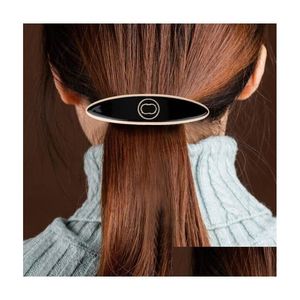 Hair Pins Luxury Barrettes Designer Womens Girls Hairpin Brand Black And White Classic One Word Spring Clip Fashion Drop Delivery Prod Dhbns