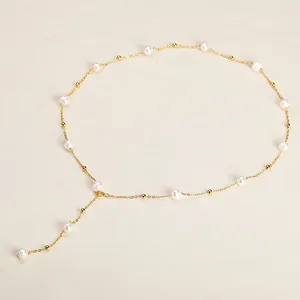 Ketten Handgefertigte Perlenkette mit verkupferter und leichter, luxuriöser Nischen-Süßwasser-Schlüsselbeinkette