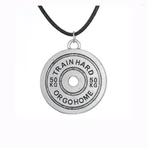 Pendant Necklaces Antique Silver Plated Trinket Attractive Pendants Train Hard For Women And Men Barbell BBMAN Necklace Jewelry