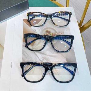 16% OFF Sunglasses New High Quality Small Fragrance Eyeglass Network Red Same Style Leather Chain Flat Light Myopia Plate Black Glasses Frame Female CH3429