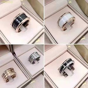 165d Designer Luxury Jewelry Bvlger B-home Band Rings High Version Little Red Charity Spring Small Waist Black and White Ceramic Classic Couple Ring