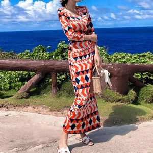 Party Dresses Stripe Printed Half Sleeve Bho Beach Long Dress Women 2024 Sexy Lace Up One Piece Wrap Maxi Holiday Casual