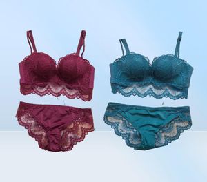 Confortevole raccolta Set sexy Completo intimo Reggiseno push up Anello Bordo in pizzo Massaggio Palm Cup Set Lingerie Femme 75c 80c3065739