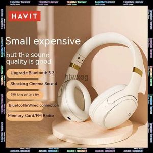 Mobiltelefonörlurar Havit H630BT-headset Trådlöst Bluetooth-hörlurar TWS Earbjudningar Over-Ear Head Set Man/Girl Music Gaming Laptop PC Noise Reduction YQ240105