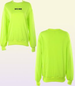 Darlingaga Streetwear Felpa allentata verde neon Donna Pullover Lettera stampata Felpe invernali casual Felpe con cappuccio Kpop Abbigliamento T26856301