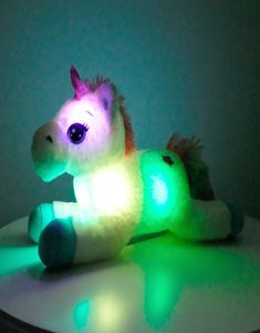 40 cm Kolorowa dioda LED Pluszowe zabawki Świeciane pluszowe zwierzęta Zakochać Śliczna oświetlenie kucyka Doll dla dzieci Girl