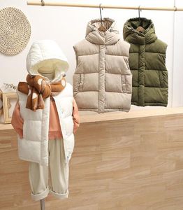 312Y Gilet per bambini Inverno Bambini Giù Cardigan in cotone Ragazzo Giacca senza maniche Bambino Vestiti caldi Cerniera Cappotti con cappuccio Capispalla per ragazze L7577204