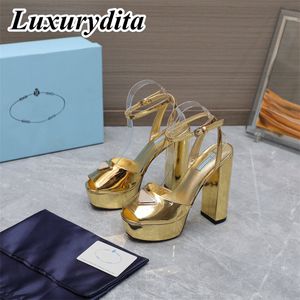 Hochwertige Designer-Damen-High-Heels, Luxus-Dinner-Ledersandalen, Modedesign, lässige Müller-Schuhe, Büro-Mädchen-Bar-Schuhe für Damen mit dreieckigem Absatz YMPR 0059