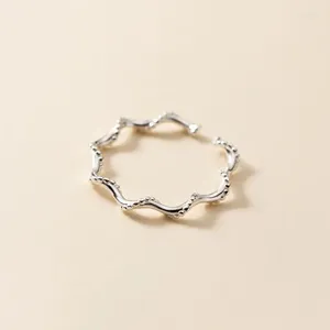 حلقات الكتلة 925 sterling Silver Ly Wave مفتوحة للنساء