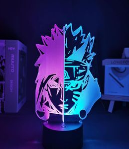 Nocne światła LED LED LIGHTURE Anime Figurka Podwójna kolor Narutoed Uzumaki i Sasuke Uchiha Lampa Be Dorm Pokój Will Hol3390478