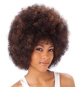 Parrucca afro Parrucche per capelli corti e soffici per donne nere Capelli ricci crespi sintetici per parrucche cosplay da ballo con frangia S09038851430