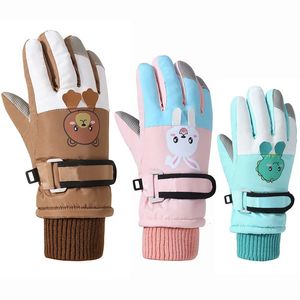 Cartoon Kids Gloves Thickened Warm Winter Ski FiveFinger Gloves for Children Windproof Boys Girls Snow Accessories 412 Years 240105