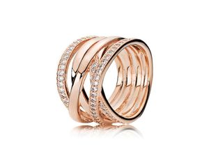 Anelli da donna di gioielli di design di lusso per P Anello con linee lucide scintillanti Anello nuziale in oro rosa 18 carati con cofanetti originali3058147