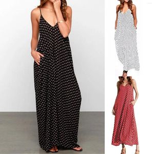 Casual Dresses Dress for Plat Women Women's Summer V-ringning Polka Dot Print ärmlös stor storlek lång