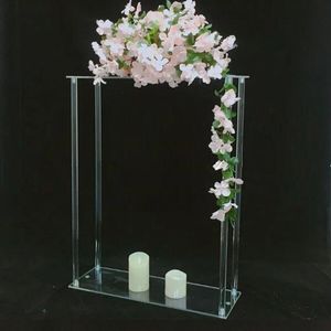 Atacado novo estilo acrílico transparente suporte de flores peça central de casamento decoração de mesa coluna geométrica adereços de pilar de piso