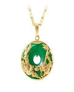 14K Gold Necklace Emerald Pendants for Female Luxury Colgante De 925 Mujer Green Jade Emerald Pendant Topaz Gemstone Necklaces CX21818987