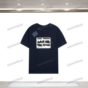 Xinxinbuy 2024 Erkekler Tasarımcı Tee T Shirt El yazısı İmza Nakış Ekibi Boyun Kısa Kollu Pamuk Kadınlar Siyah Beyaz S-3XL