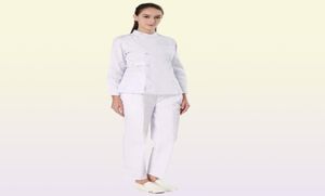 Mulheres enfermagem spa salão de beleza design uniforme enfermagem esfrega manga longa trabalho uniforme cuidados de saúde sete cores calças elásticas9979519