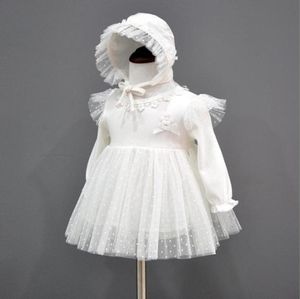 Nyfödd baby klänning kläder prinsessan klänningar hatt spädbarn vacker dopklänningar baby flicka dop klänningar höst3640420