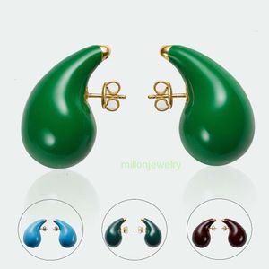 bottegaly venettaly earrings Spring/Summer New Simple Metal Earrings Light Luxury Instagram Earrings Green Versatile Earrings