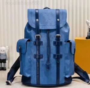 mochila escolar Mochila multifuncional de couro com monograma Drop Water azul