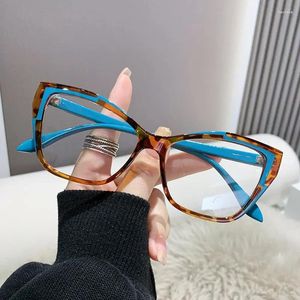 Óculos de sol feminino óculos ópticos óculos de bloqueio de luz azul marca designer olho de gato transparente senhoras moda eyewear 2024