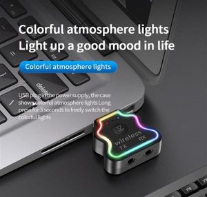 Ambient Light USB Bluetooth 50 sändaremottagare 35mm aux stereomusik trådlös adapter för PC -surfplatta TV -hörlurar Cara21257N4786618