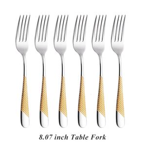 8 Inch Forks Set of 6 Stainless Steel Table Cake Forks High-Gloss Polished Cutlery Set Inox Flatware Dishwasher Safe 240106