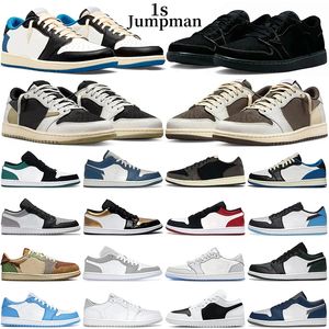 uomo donna 1 scarpe da basket basse 1s Black Phantom Reverse Mocha Olive Black Toe Panda True Blue Wolf Grey travis scarpe da ginnastica da uomo sneakers scotts