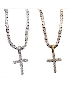 Pingente de zircônia gelado com corrente de tênis de 4mm colar masculino feminino hip hop joias ouro prata cz set6190135