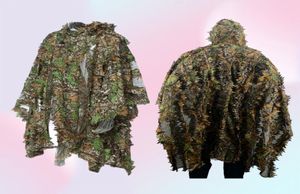 Capa de folha camuflada 3D Yowie Ghillie Poncho aberto respirável tipo camuflagem Poncho para observação de pássaros 7139463