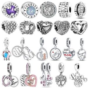 Loose Gemstones 925 Silver Family Series Forever Pendant Love Rose Beads Fit Original Charms Bracelet Women DIY Jewelry Making