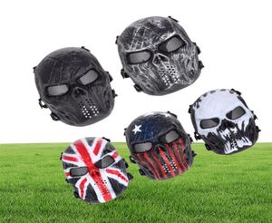 Airsoft Paintball Party Mask Teschio Maschera a pieno facciale Giochi militari Outdoor Metal Mesh Eye Shield Costume per Halloween Party Supplies Y21992713