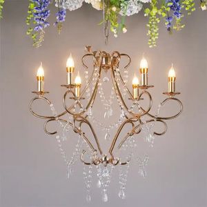 New wedding props wrought iron fashion crystal bead chandelier Hotel stage wedding venue layout decorative lights luxury 234