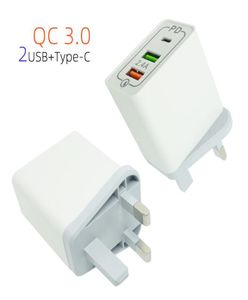 QC30 fast charger 24A TypeC 3 USB Charging UK Plug Adapter Wall Mobile Phone For Samsung Xiaomi Huawei3369193