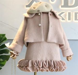 Abiti invernali per ragazze della moda set abito da maglione a maniche lunghe e cappotto da 2 pezzi abiti abiti da fiocco per bambini abiti da ragazza y12670056