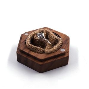 Present Wrap Black Walnut Wood Ring Boxes Gift Wrap Diy Carving Handgjorda smycken Box Halsbandörhängen Lagring Bröllopsmaterial ASFD Drop DHW3N