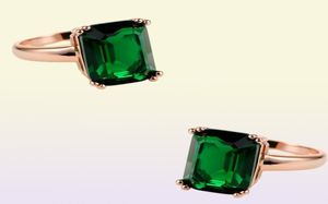 Natural Emerald Ring Zircon Diamond Rings For Women Engagement Wedding Rings with Green Gemstone Ring 14K Rose Gold Fine Jewelry 25142020