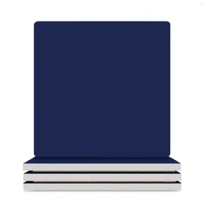Table Mats Solid Navy Colour Ceramic Coasters (Square) Animal Household Utensils Kitchen For Coffee Cups Tea