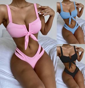 Kvinna Sexig Deep Vneck Beach Bathing Suit Swimsuit Push Up Padded Bandage Bikini Set Summer Fashion Women Twopiece Badkläder för 2591078