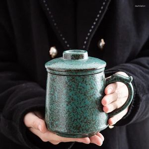 Tazze Tazza da tè con filtro in ceramica di grande capacità con manico e coperchio, regalo commemorativo