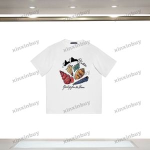 Xinxinbuy 2024 Men Designer Tee TシャツCONCHレタープリント愛好家クルーネック首位綿女性ブラックホワイトXS-L