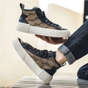 Autumn New Fashion High-top Casual Breathable Platform Shoes Lace-up Flat Sneakers Men Streetwear Basket Homme